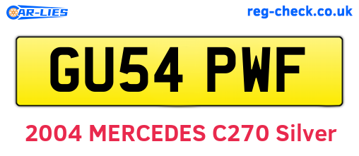 GU54PWF are the vehicle registration plates.