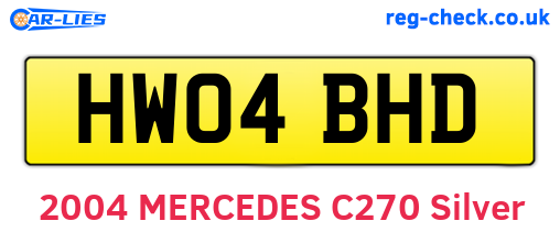 HW04BHD are the vehicle registration plates.