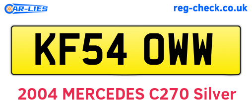 KF54OWW are the vehicle registration plates.