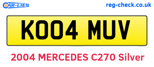 KO04MUV are the vehicle registration plates.