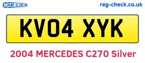 KV04XYK are the vehicle registration plates.