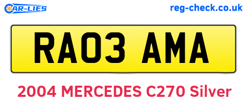RA03AMA are the vehicle registration plates.