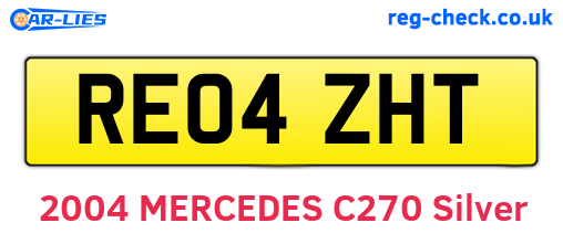 RE04ZHT are the vehicle registration plates.