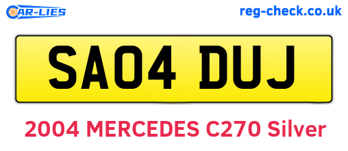 SA04DUJ are the vehicle registration plates.