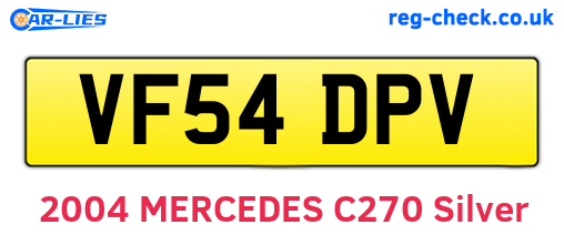 VF54DPV are the vehicle registration plates.
