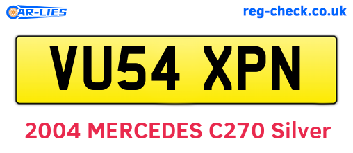 VU54XPN are the vehicle registration plates.