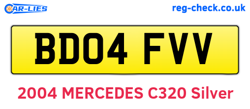 BD04FVV are the vehicle registration plates.