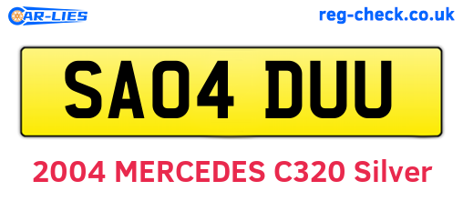 SA04DUU are the vehicle registration plates.