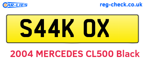 S44KOX are the vehicle registration plates.