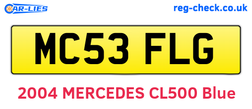 MC53FLG are the vehicle registration plates.