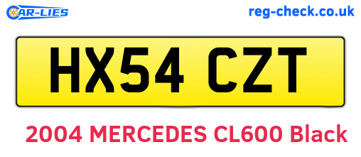 HX54CZT are the vehicle registration plates.