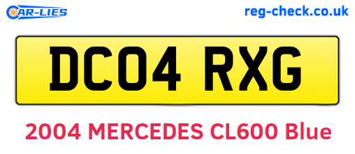 DC04RXG are the vehicle registration plates.