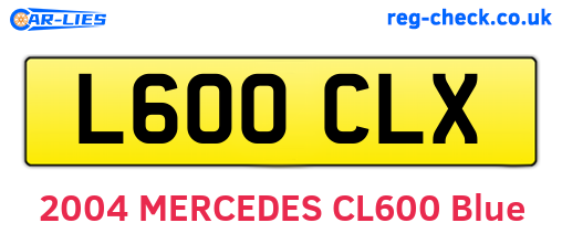 L600CLX are the vehicle registration plates.