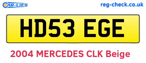HD53EGE are the vehicle registration plates.