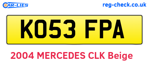 KO53FPA are the vehicle registration plates.