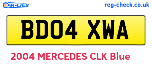 BD04XWA are the vehicle registration plates.