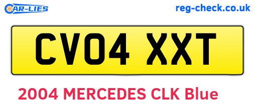 CV04XXT are the vehicle registration plates.