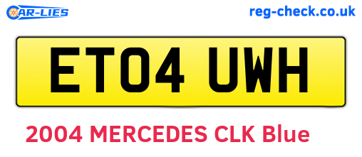ET04UWH are the vehicle registration plates.