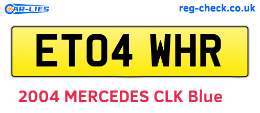 ET04WHR are the vehicle registration plates.