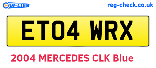ET04WRX are the vehicle registration plates.