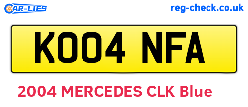 KO04NFA are the vehicle registration plates.