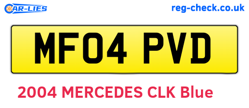 MF04PVD are the vehicle registration plates.