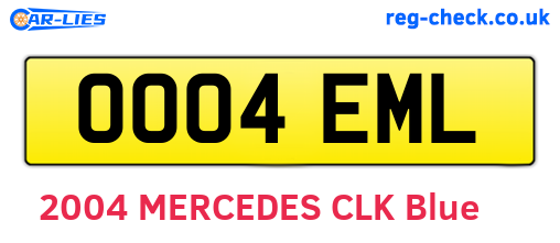 OO04EML are the vehicle registration plates.