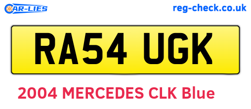 RA54UGK are the vehicle registration plates.