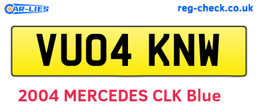 VU04KNW are the vehicle registration plates.