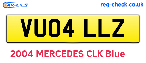 VU04LLZ are the vehicle registration plates.