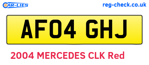 AF04GHJ are the vehicle registration plates.