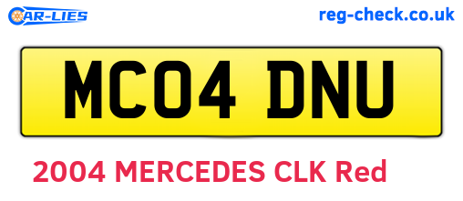 MC04DNU are the vehicle registration plates.