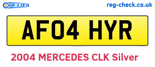 AF04HYR are the vehicle registration plates.