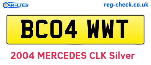 BC04WWT are the vehicle registration plates.