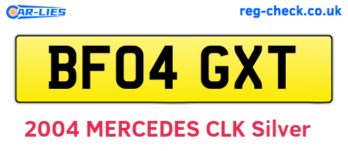 BF04GXT are the vehicle registration plates.