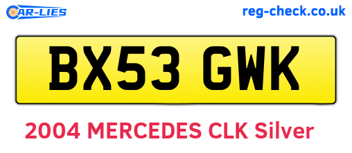 BX53GWK are the vehicle registration plates.
