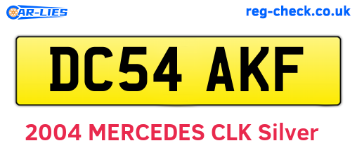 DC54AKF are the vehicle registration plates.