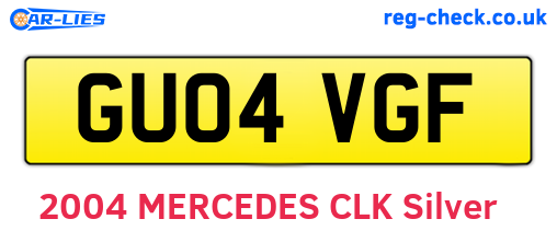 GU04VGF are the vehicle registration plates.