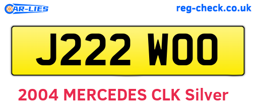 J222WOO are the vehicle registration plates.