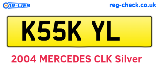 K55KYL are the vehicle registration plates.