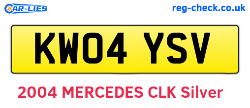 KW04YSV are the vehicle registration plates.
