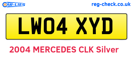 LW04XYD are the vehicle registration plates.