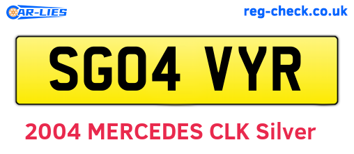 SG04VYR are the vehicle registration plates.
