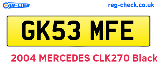 GK53MFE are the vehicle registration plates.