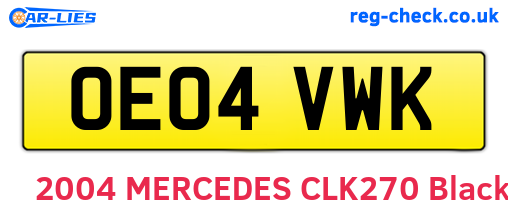 OE04VWK are the vehicle registration plates.
