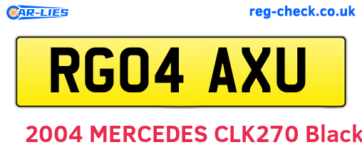 RG04AXU are the vehicle registration plates.