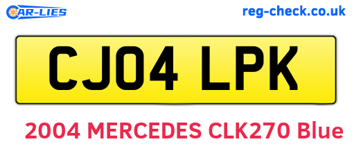 CJ04LPK are the vehicle registration plates.