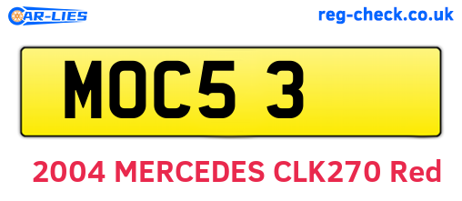 MOC53 are the vehicle registration plates.