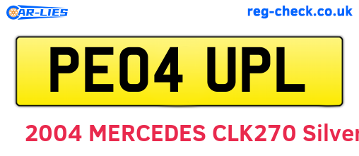 PE04UPL are the vehicle registration plates.