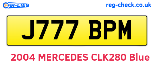 J777BPM are the vehicle registration plates.